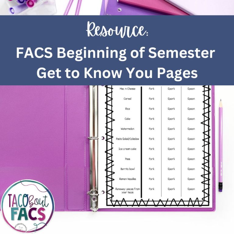 FACS Back to school beginning of semester get to know you pages classroom relationship building