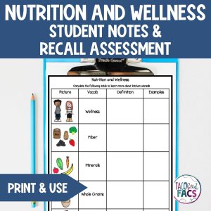 nutrition and wellness student notes and recall assessment