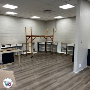 mid-renovation family and consumer science classroom