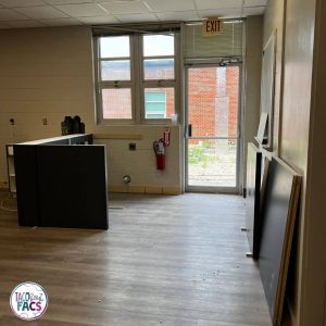 mid-renovation family and consumer science classroom