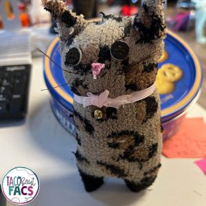 hand sewing sock animal cat