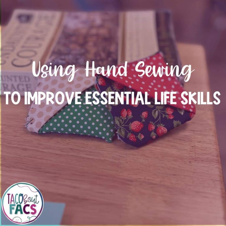 using hand sewing to improve essential life skills with a corner bookmark in the family and consumer science classroom