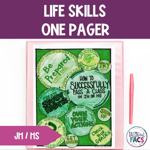 life skills for teens one pager