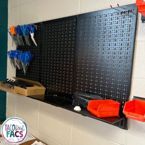 metal pegboard for classroom organization