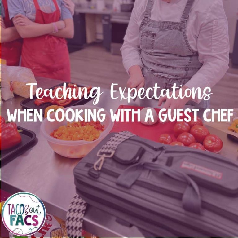 cutting vegetables; Teaching expectations for cooking with a guest chef