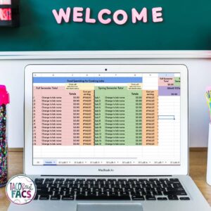 family and consumer sciences cooking lab cost per serving free spreadsheet