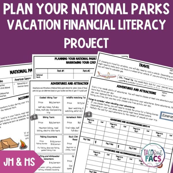 Financial Literacy Project Plan a National Parks Vacation