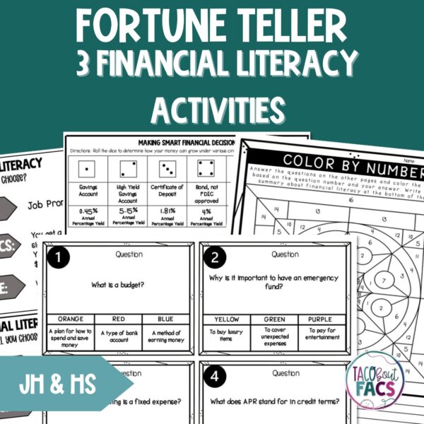 Financial Literacy Activities - Saving, Investing